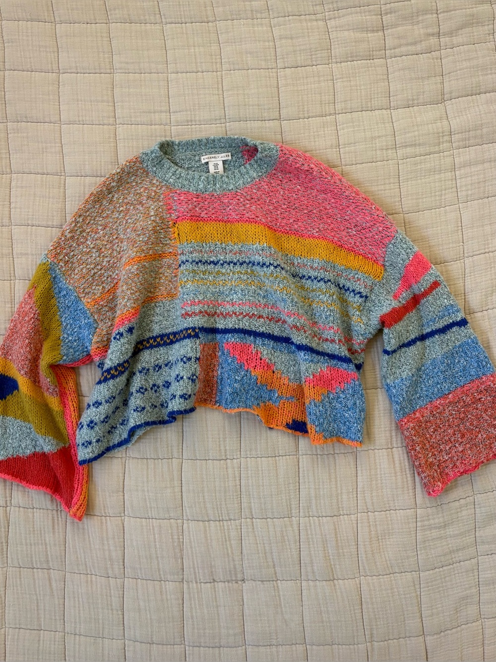 Sincerely Jules Multicolor Cropped Sweater - Picture 1 of 6